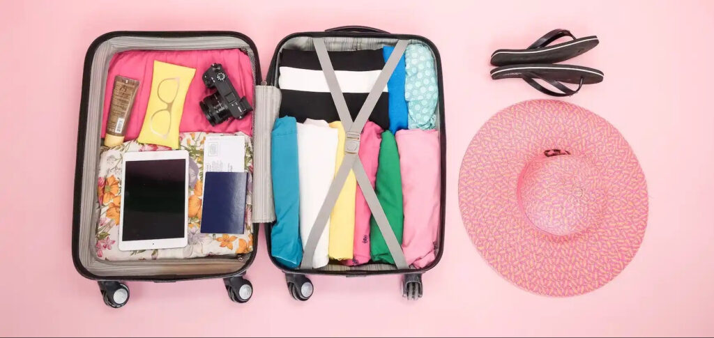 neatly packed open suitcase